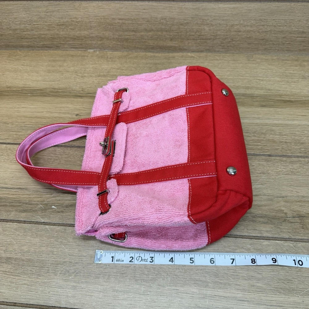 NEW Boatkin Sunwin Madaket Small Classic Tote Bag Terry Cloth Canvas Red Pink - Picture 10 of 11